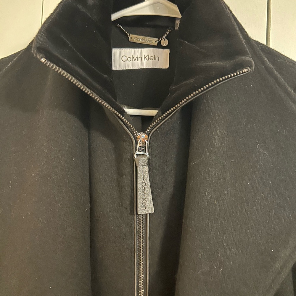 ♥️ Calvin Klein Women's Black wool Trench/Overcoat Coat - Picture 9 of 11